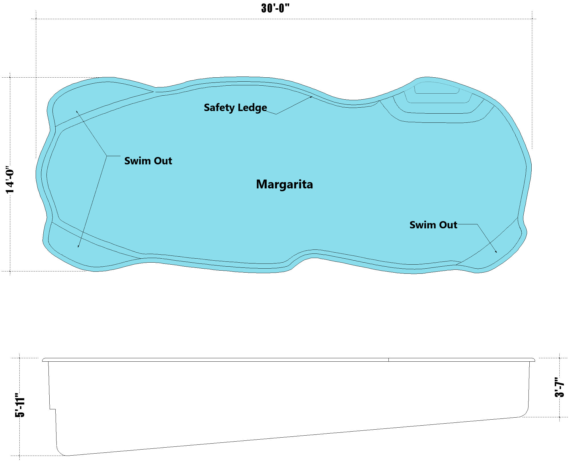Margarita Fiberglass Pool Diagram