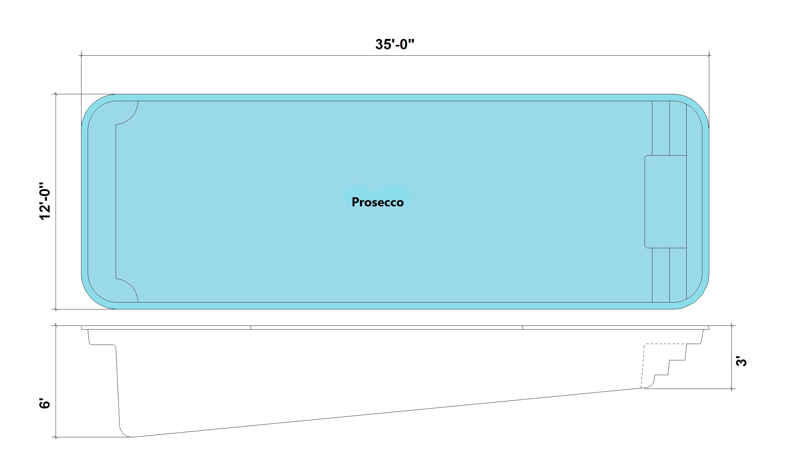 Prosecco Fiberglass Pool Diagram